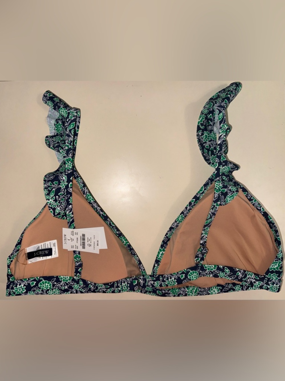 J. Crew Navy Floral Green Bikini Top - Picture 2 of 2